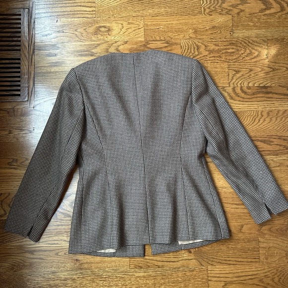 Talbots Women's Houndstooth Jacket Size 4 Brown 100% Wool Shell Blazer - Picture 3 of 5